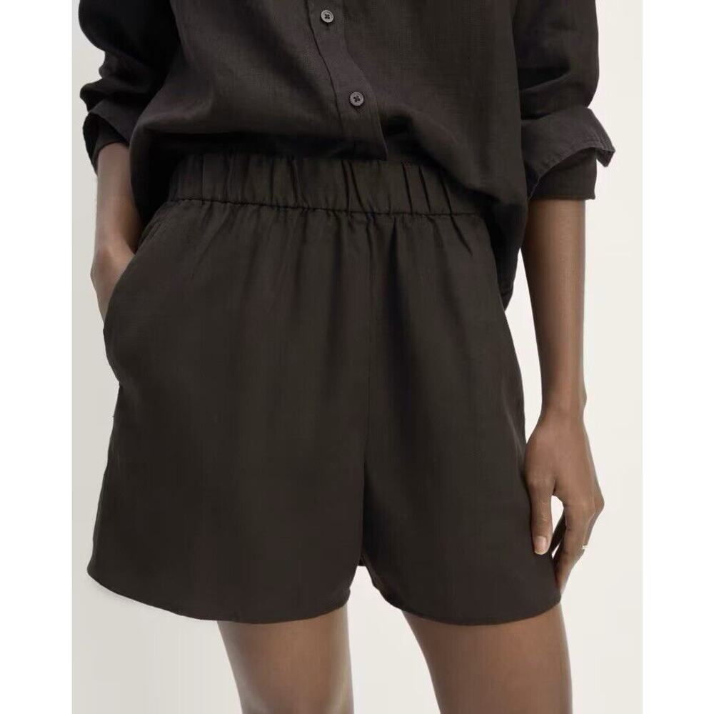 EVERLANE Womens The Linen Easy Short Black Size XS Pull On‎ Causal Loungewear